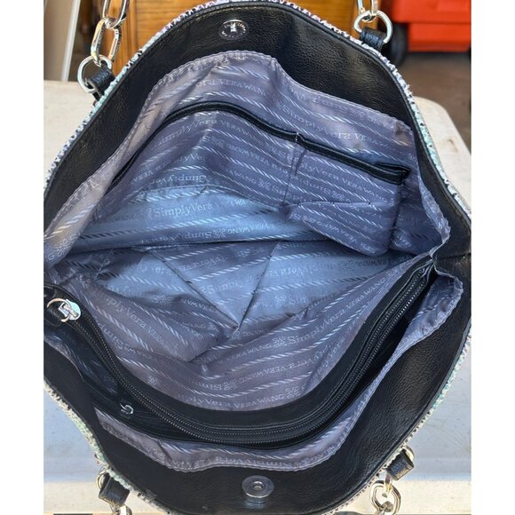 Vera Wang Metallic Purple Aqua Blue Gray Shoulder Purse Bag 12.5" Tall (READ) - Picture 9 of 16